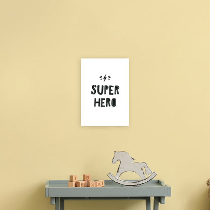 Super Hero Black Super Scandi  Art Print by Pixy Paper A4 Black Frame