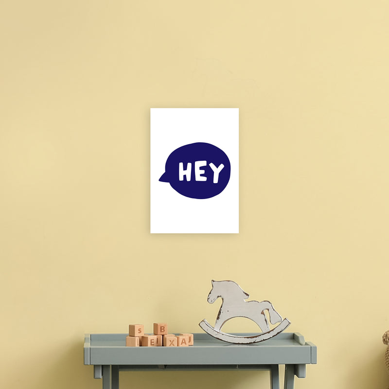 Hey Bubble Navy Super Scandi  Art Print by Pixy Paper A4 Black Frame