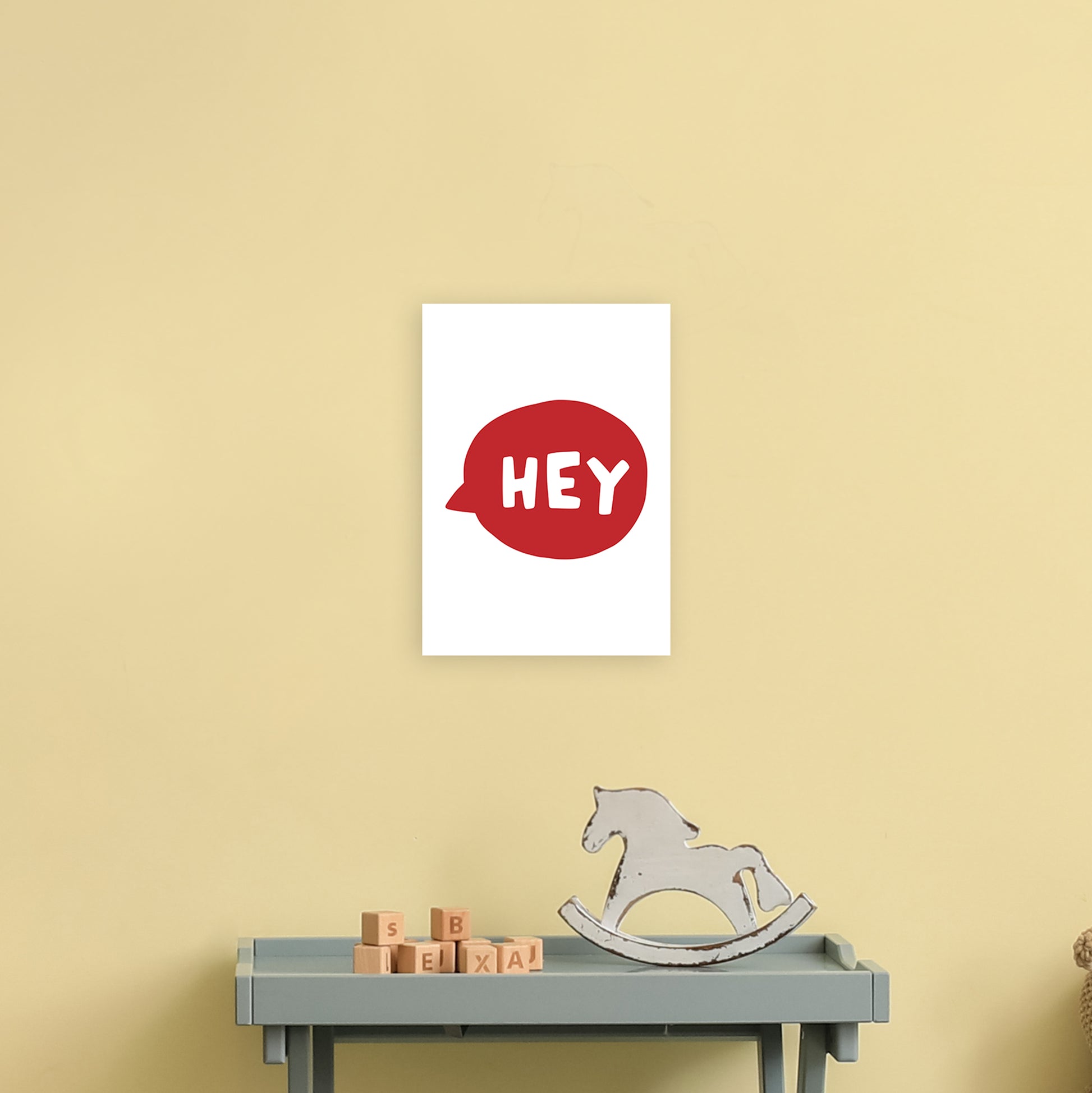 Hey Bubble Red Super Scandi  Art Print by Pixy Paper A4 Black Frame