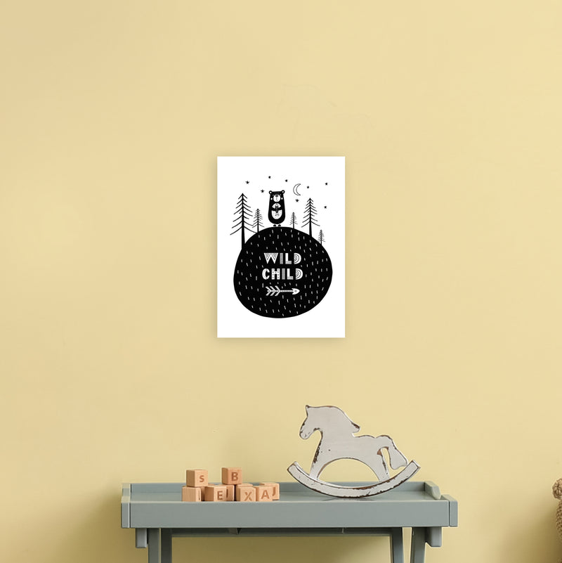Wild Child Forest Bear  Art Print by Pixy Paper A4 Black Frame