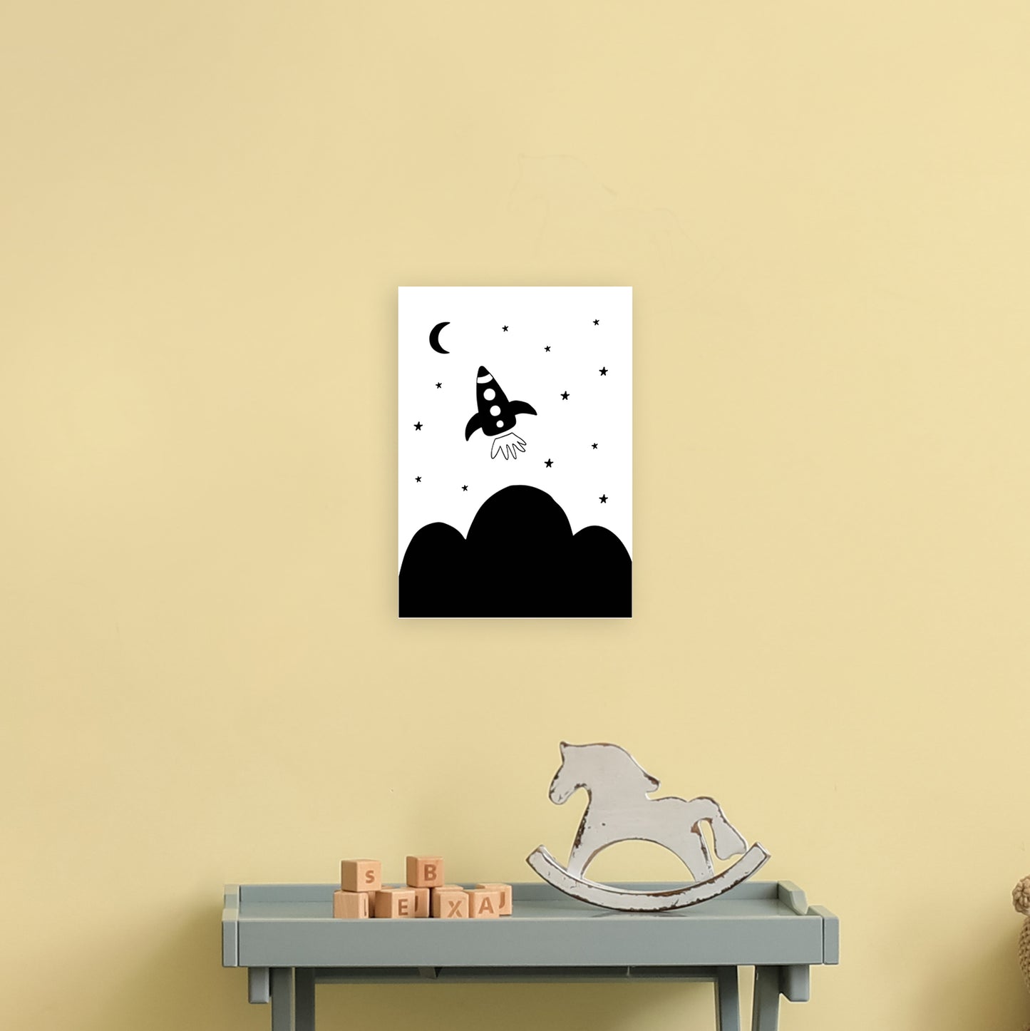 Spaceship Explorer  Art Print by Pixy Paper A4 Black Frame