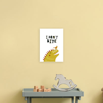 I Don'T Bite Dino  Art Print by Pixy Paper A4 Black Frame