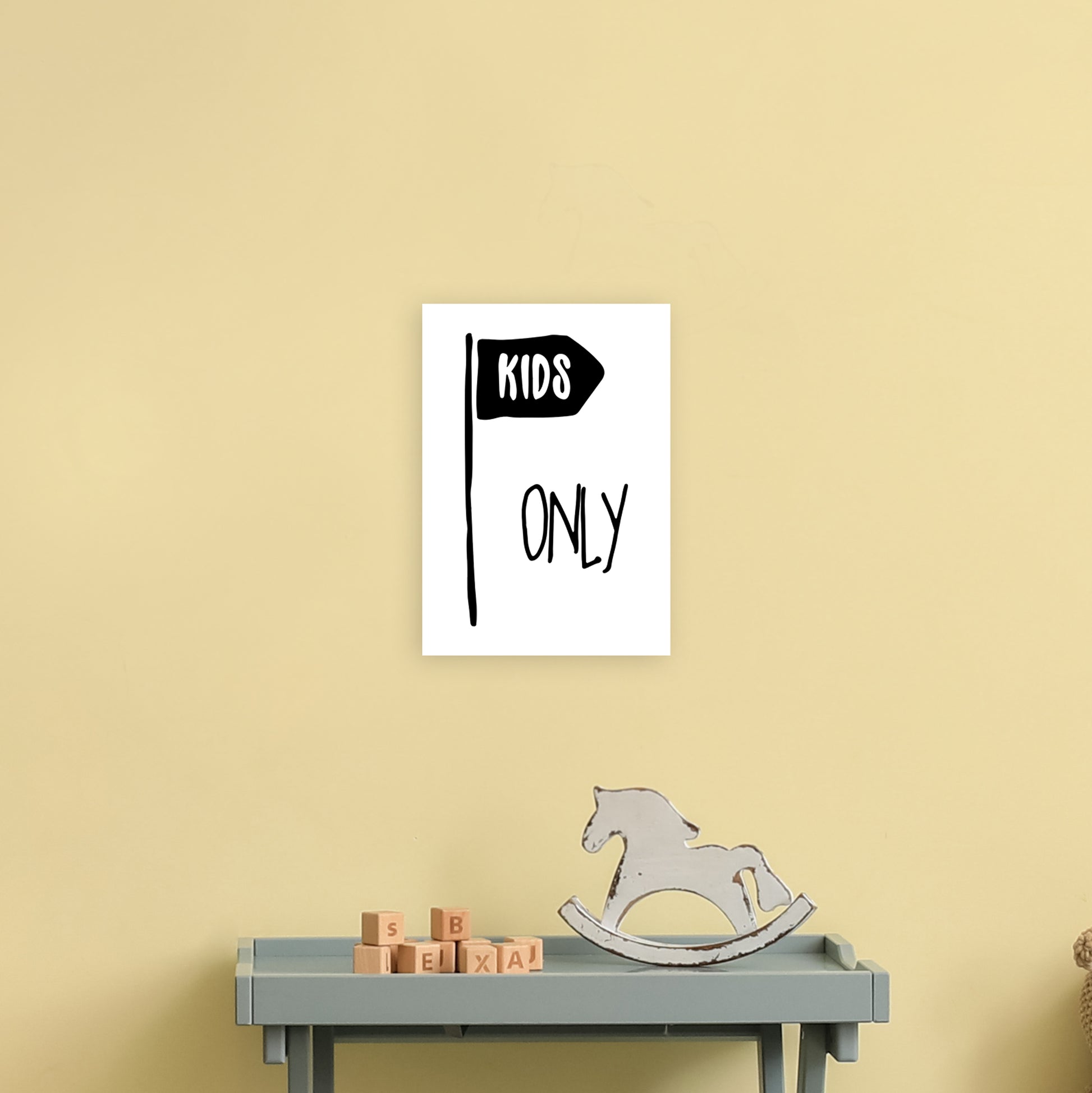 Kids Only Black  Art Print by Pixy Paper A4 Black Frame