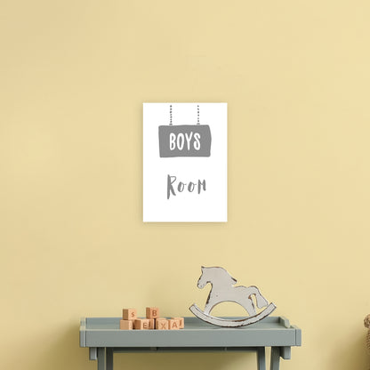 Boys Room Grey  Art Print by Pixy Paper A4 Black Frame