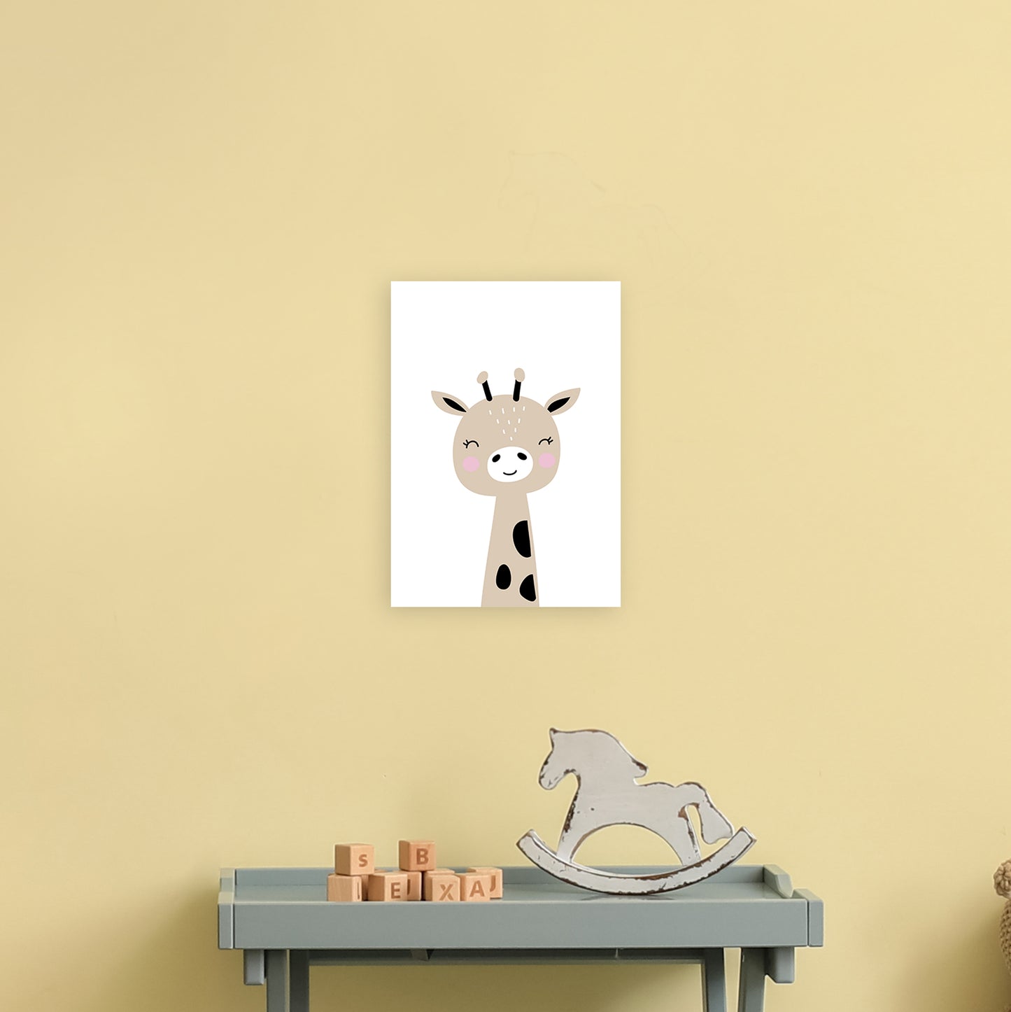 Giraffe Brown  Art Print by Pixy Paper A4 Black Frame