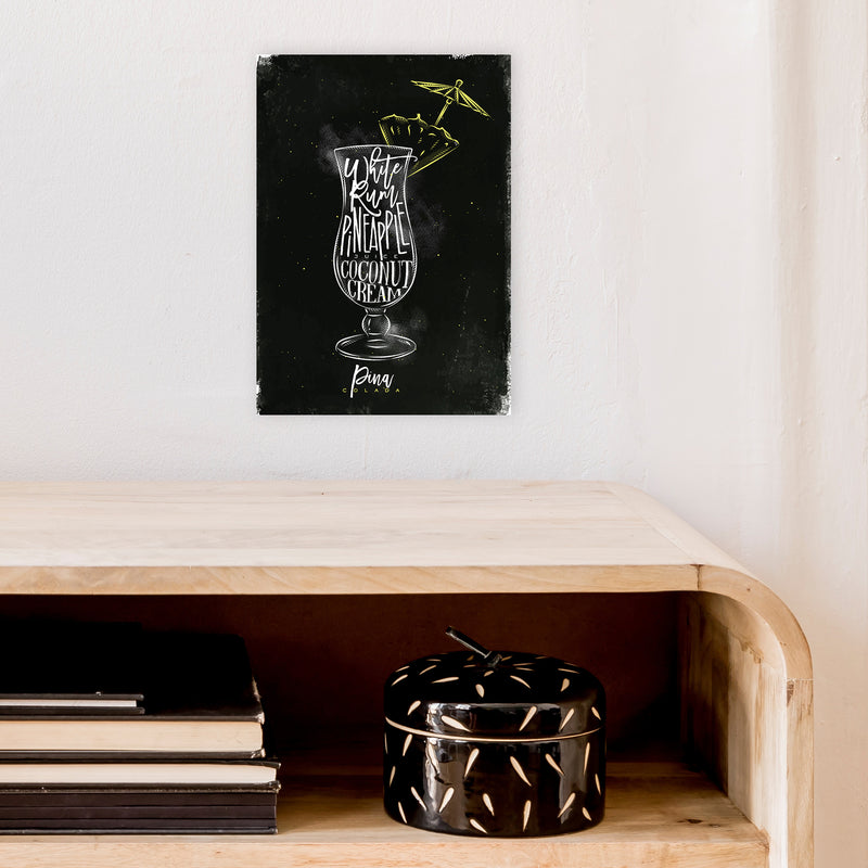 Pina Colada Cocktail Black  Art Print by Pixy Paper A4 Black Frame