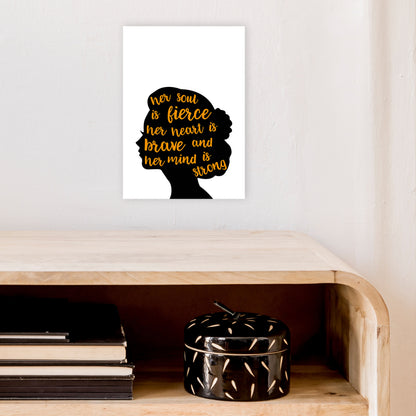Her Soul Is Fierce Orange  Art Print by Pixy Paper A4 Black Frame