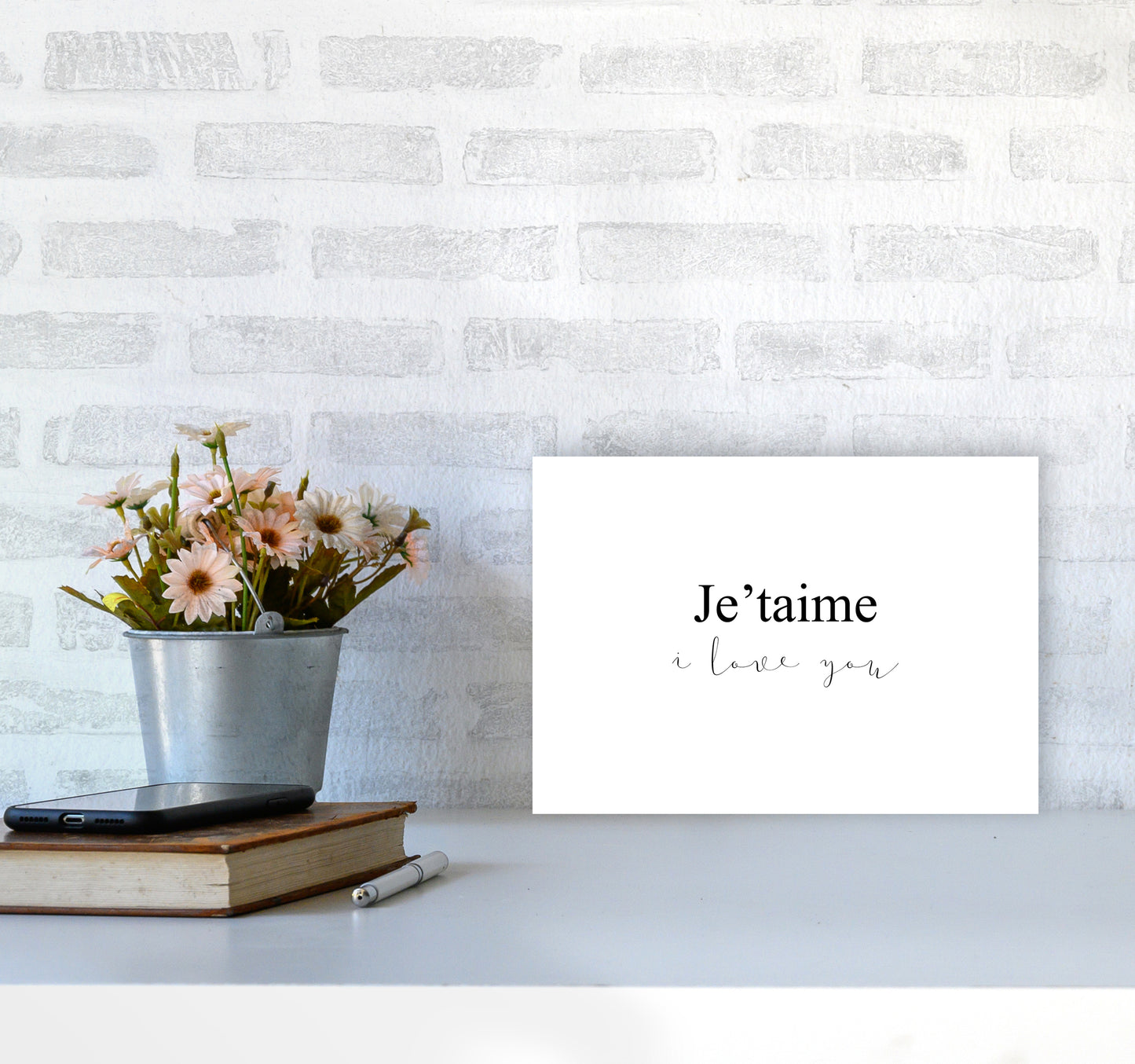 Je'Taime  Art Print by Pixy Paper A4 Black Frame