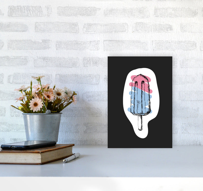 Kitchen Pop Ice Lolly Off Black Art Print by Pixy Paper A4 Black Frame