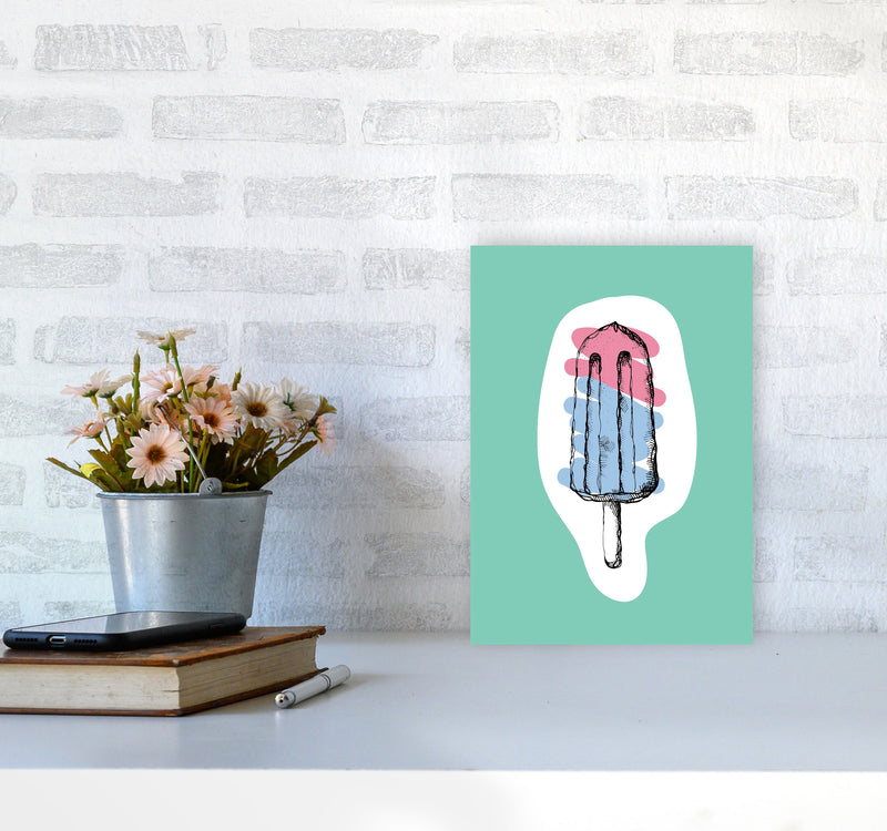 Kitchen Pop Ice Lolly Mint Art Print by Pixy Paper A4 Black Frame