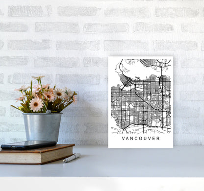 Vancouver Map Art Print by Pixy Paper A4 Black Frame