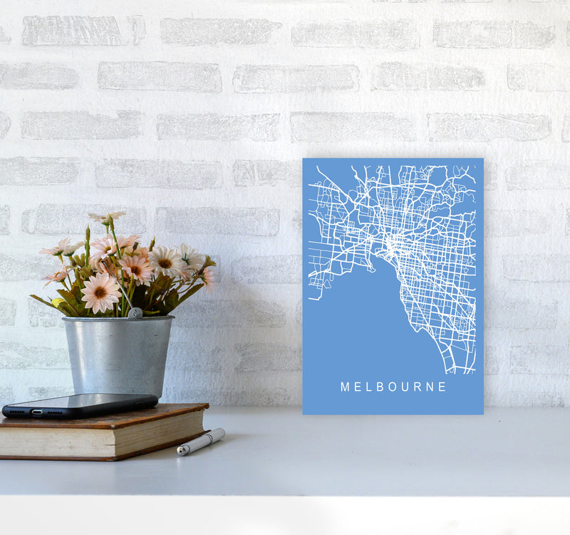 Melbourne Map Blueprint Art Print by Pixy Paper A4 Black Frame