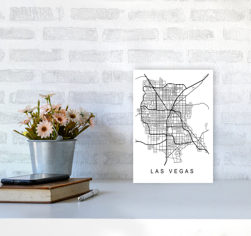 Las Vegas Map Art Print by Pixy Paper A4 Black Frame
