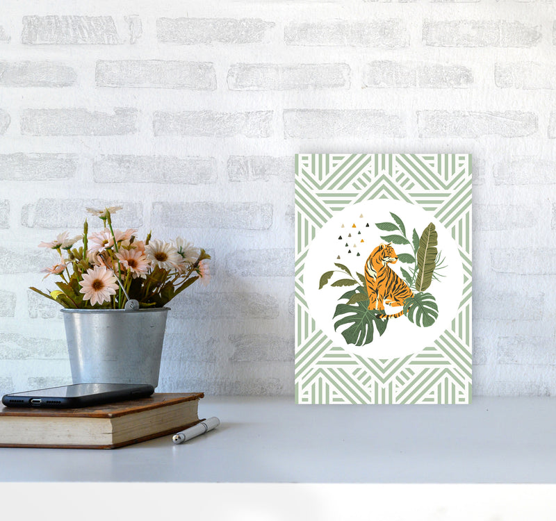 Wild Collection Aztec Tiger Art Print by Pixy Paper A4 Black Frame
