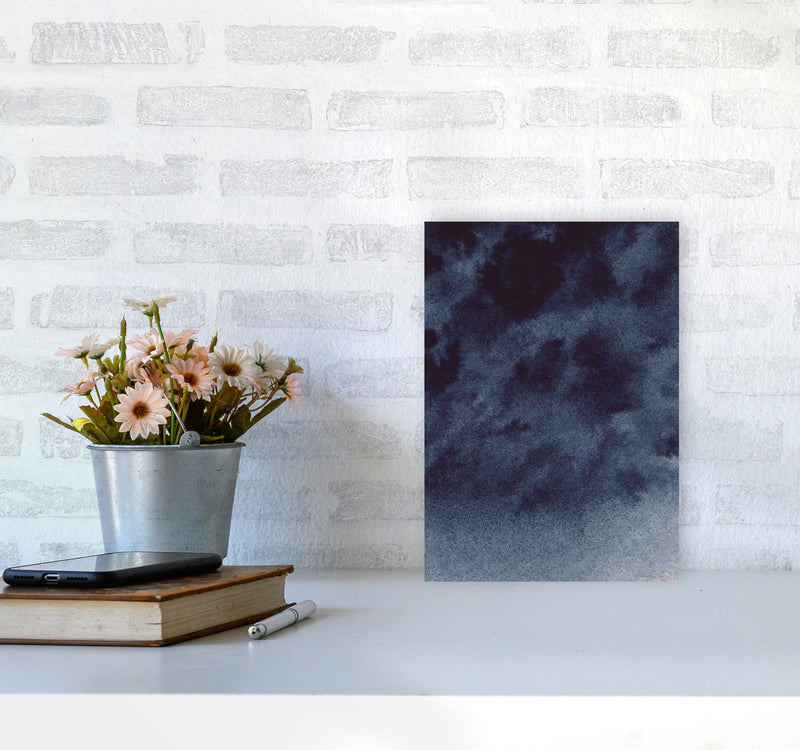 Sand Navy Watercolour Art Print by Pixy Paper A4 Black Frame