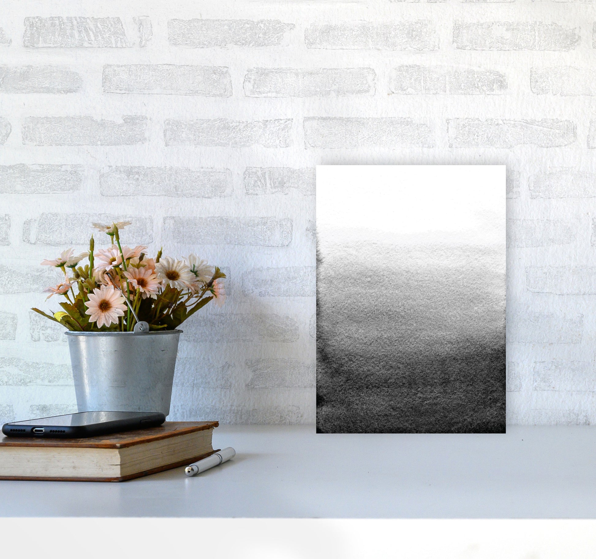 Majestic Monochrome Watercolour 13 Art Print by Pixy Paper A4 Black Frame