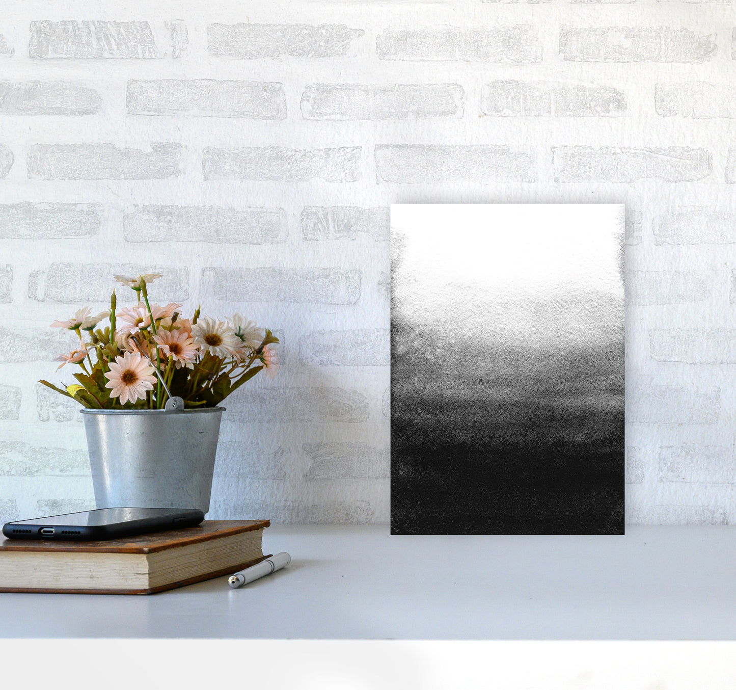 Majestic Monochrome Watercolour 07 Art Print by Pixy Paper A4 Black Frame