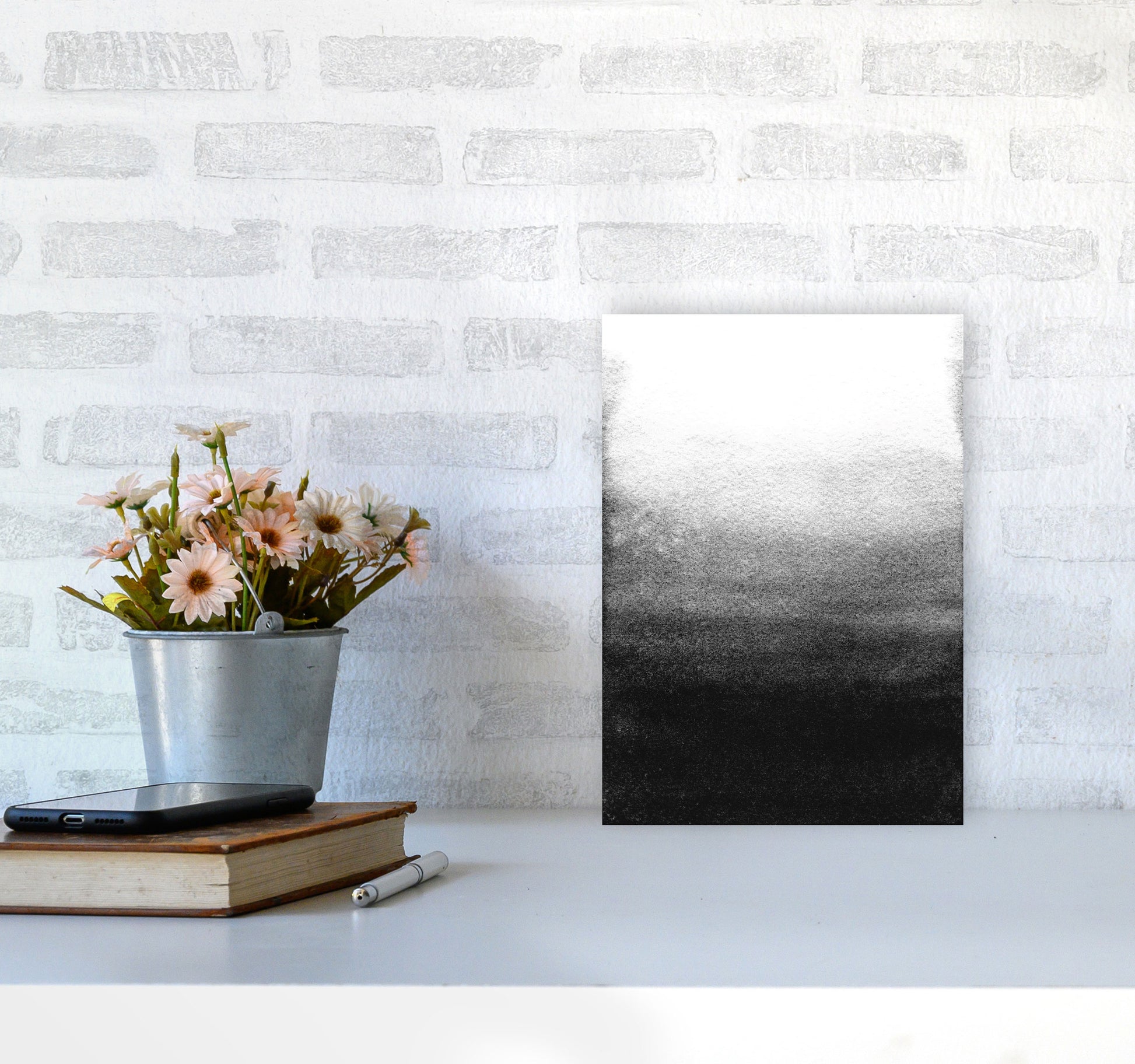 Majestic Monochrome Watercolour 07 Art Print by Pixy Paper A4 Black Frame