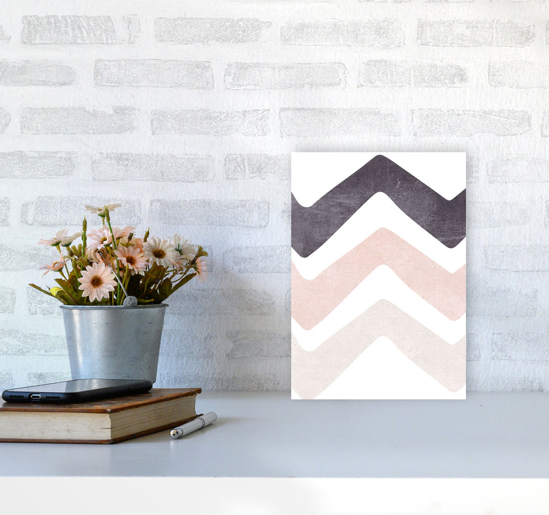 Zig zags pink cotton Art Print by Pixy Paper A4 Black Frame