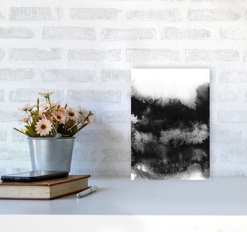 Majestic Monochrome Watercolour 05 Art Print by Pixy Paper A4 Black Frame