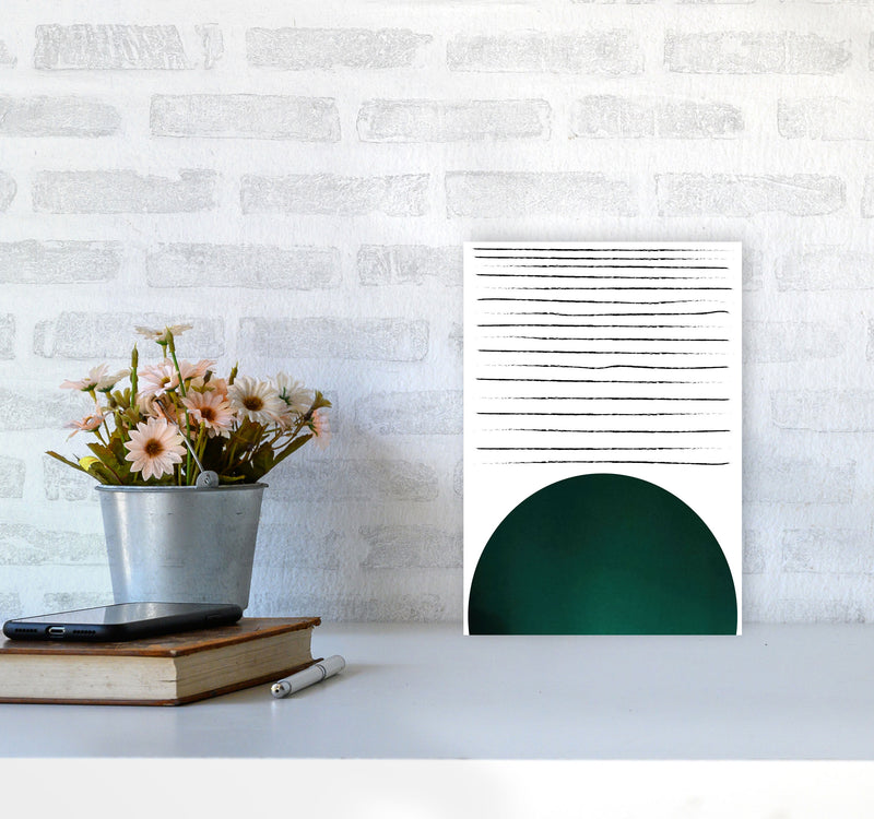 Sun lines emerald Art Print by Pixy Paper A4 Black Frame