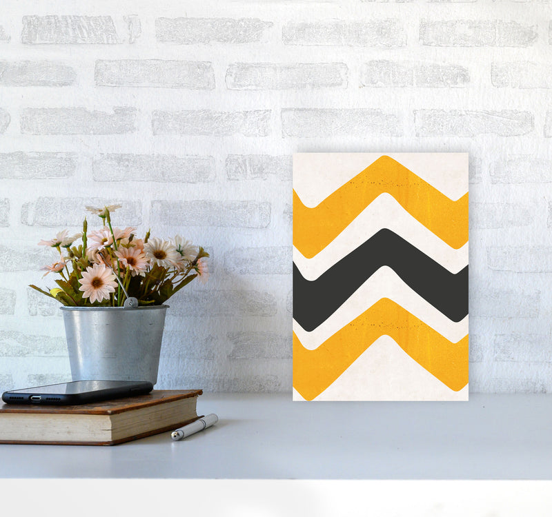 Zig zags mustard Art Print by Pixy Paper A4 Black Frame