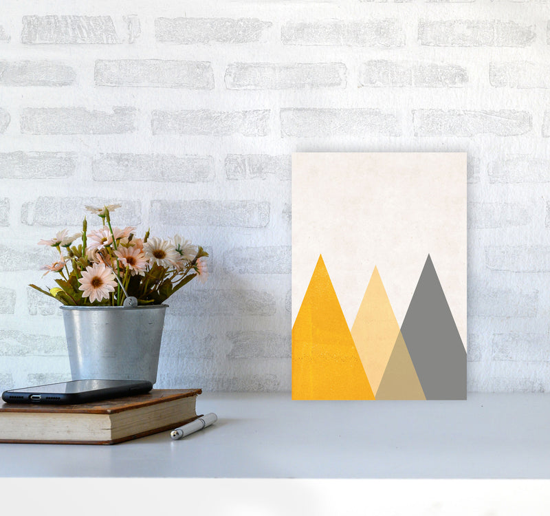 Mountains mustard Art Print by Pixy Paper A4 Black Frame