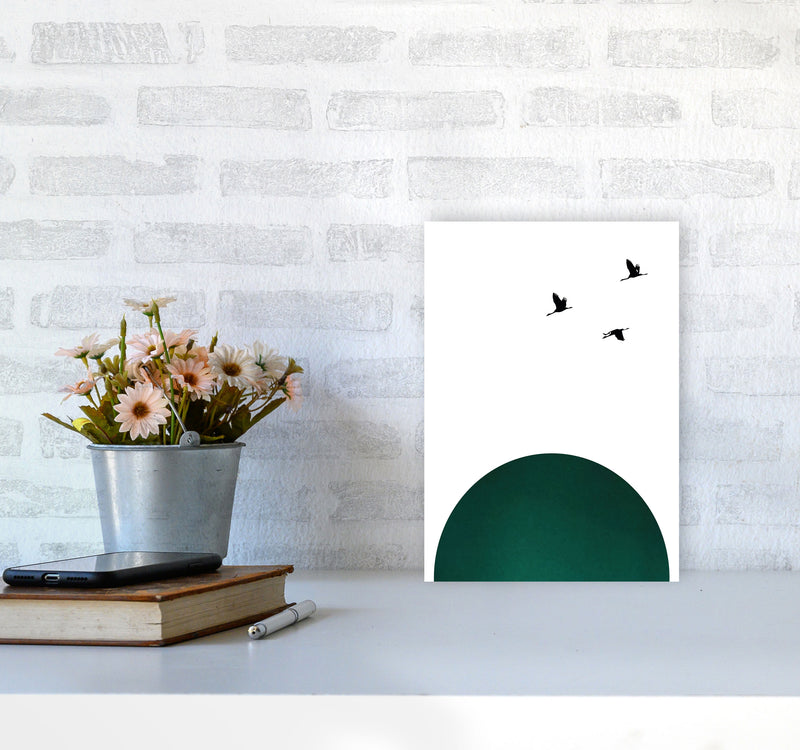 Rising sun emerald Art Print by Pixy Paper A4 Black Frame