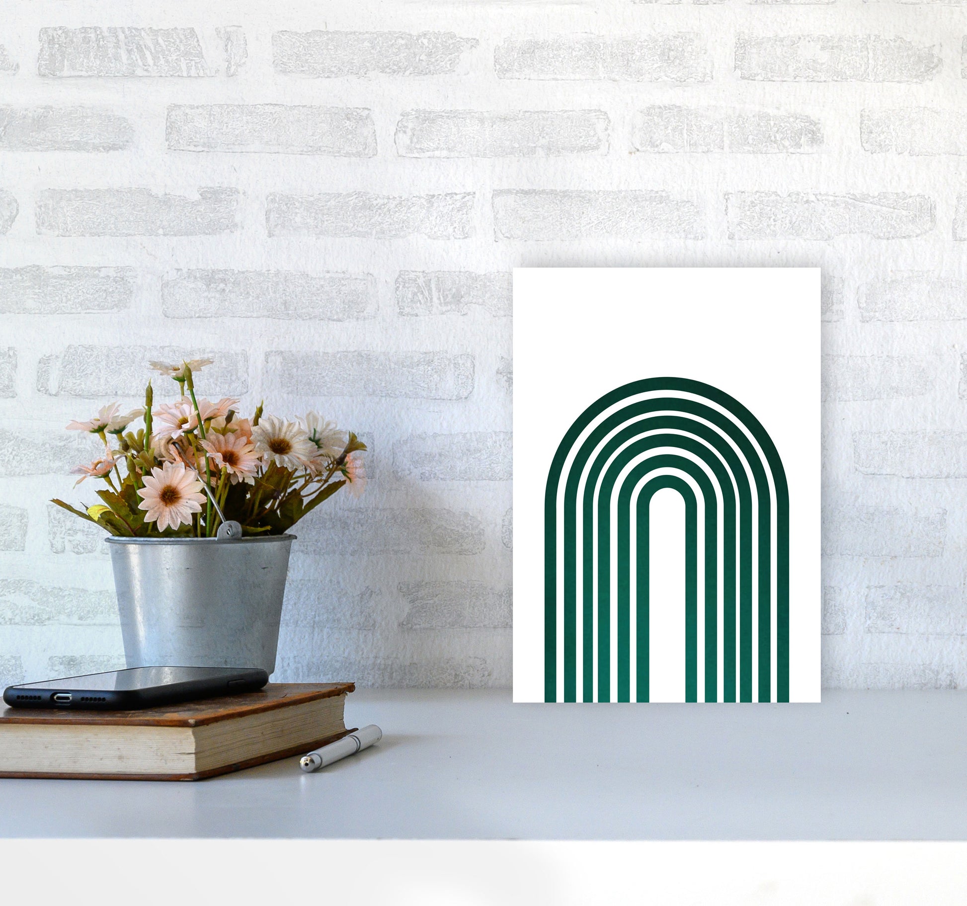 Rainbow emerald Art Print by Pixy Paper A4 Black Frame
