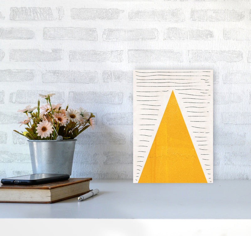 Mountains lines mustard Art Print by Pixy Paper A4 Black Frame