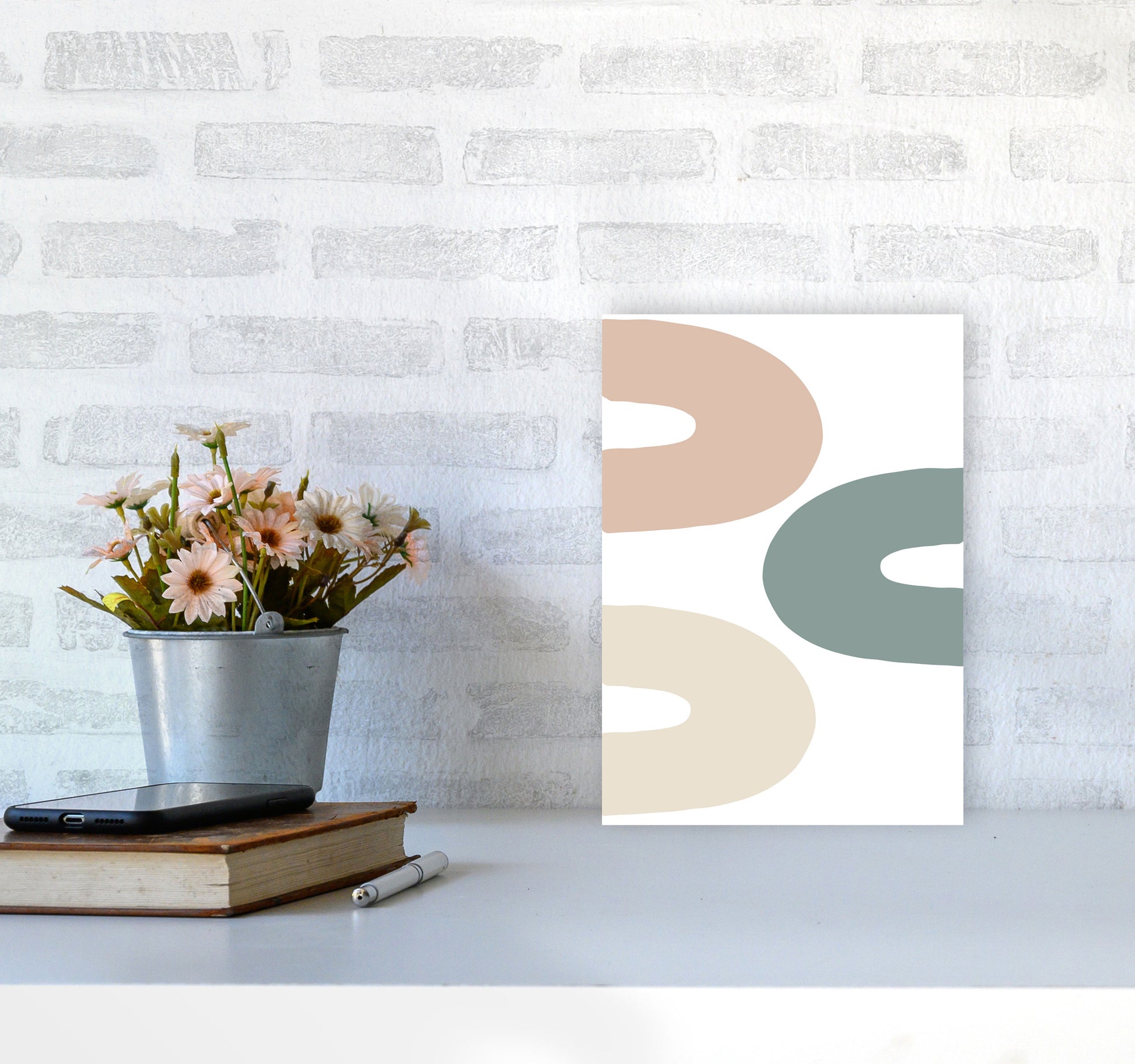 Inspired Three Rainbows Art Print by Pixy Paper A4 Black Frame