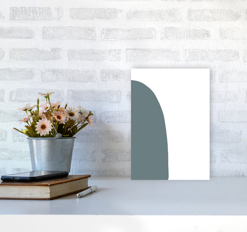 Inspired Teal Half Stone Left Art Print by Pixy Paper A4 Black Frame