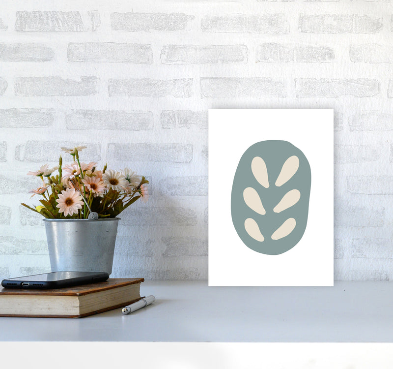 Inspired Teal Floral Abstract Art Print by Pixy Paper A4 Black Frame