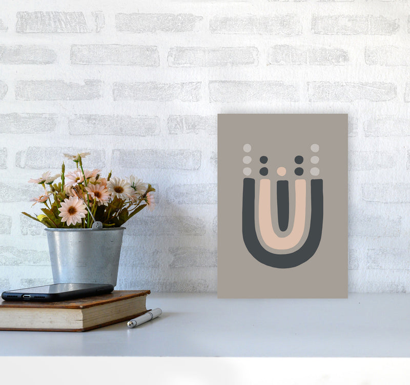 Inspired Upside Down Natural Rainbow Taupe Art Print by Pixy Paper A4 Black Frame