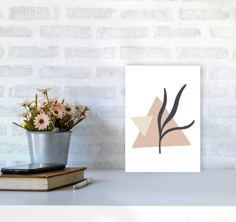 Inspired Pink Triangle Abstract Art Print by Pixy Paper A4 Black Frame