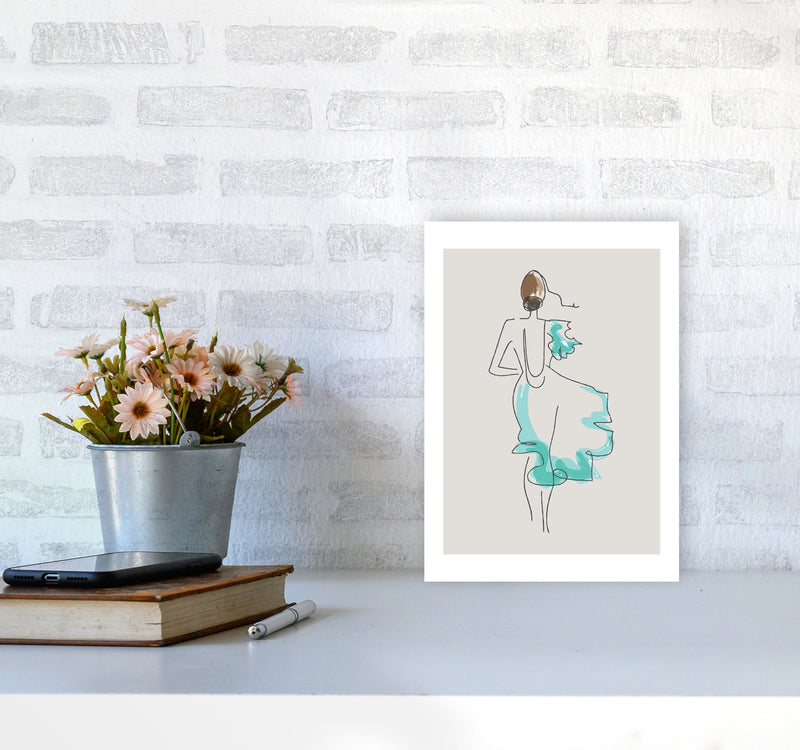 Inspired Stone Woman in Dress Line Art Art Print by Pixy Paper A4 Black Frame