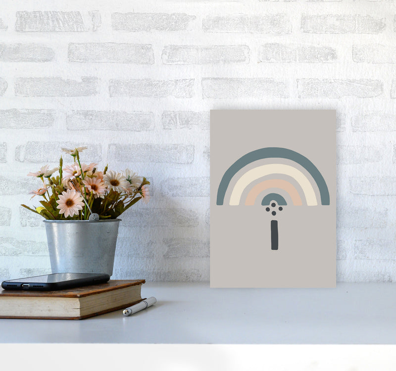 Inspired Natural Rainbow Stone Art Print by Pixy Paper A4 Black Frame