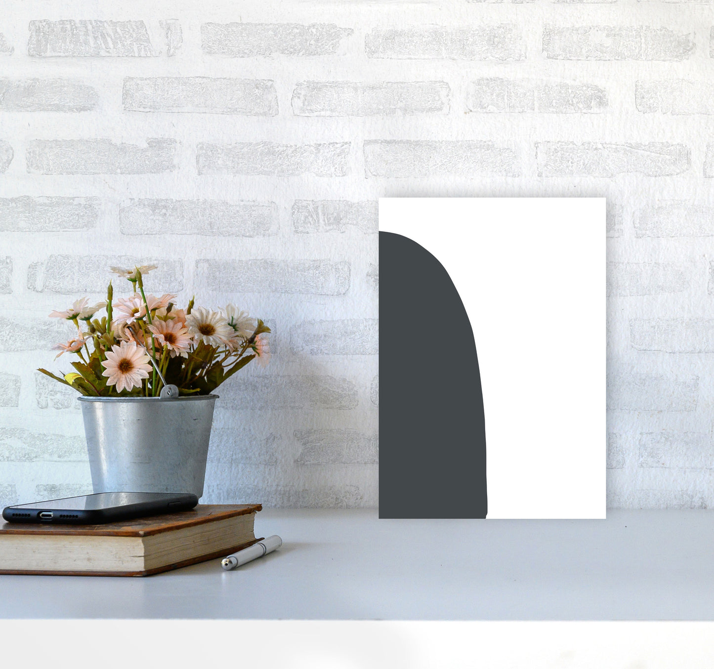 Inspired Off Black Half Stone Left Art Print by Pixy Paper A4 Black Frame