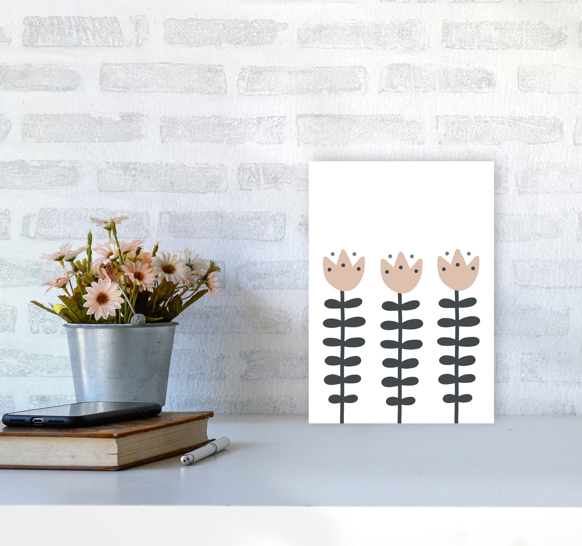 Inspired Flowers Art Print by Pixy Paper A4 Black Frame