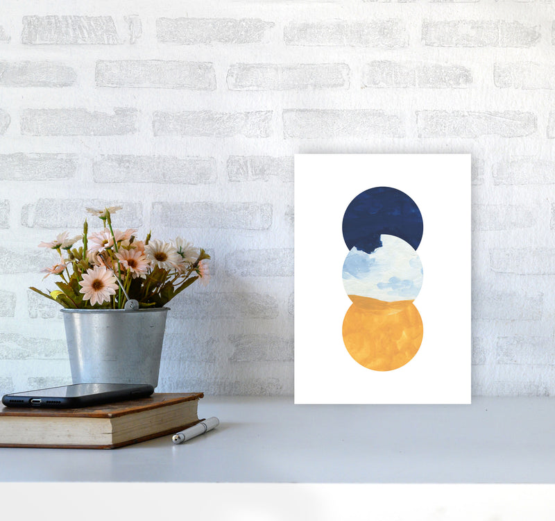 Horizon Abstract Circles  Art Print by Pixy Paper A4 Black Frame