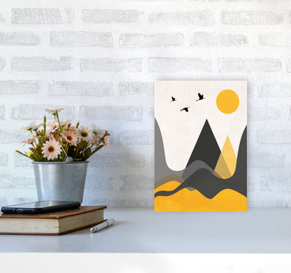 Hills and mountains mustard Art Print by Pixy Paper A4 Black Frame