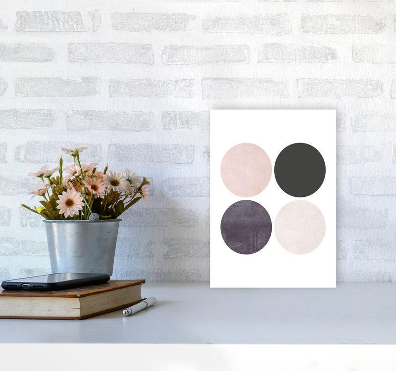Circles pink cotton Art Print by Pixy Paper A4 Black Frame