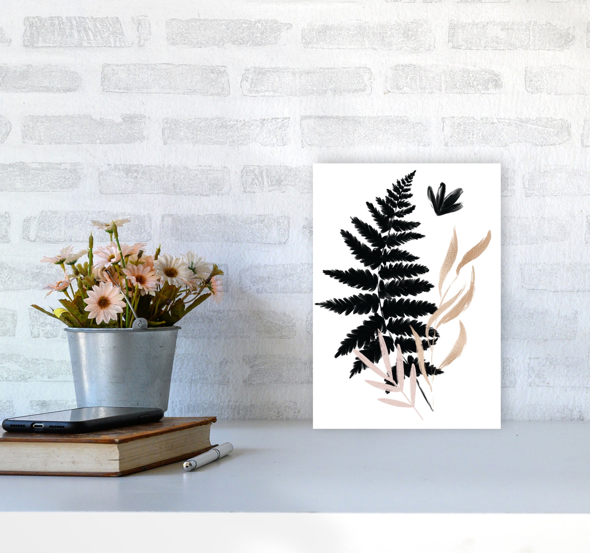 Delicate Floral 07 Art Print by Pixy Paper A4 Black Frame