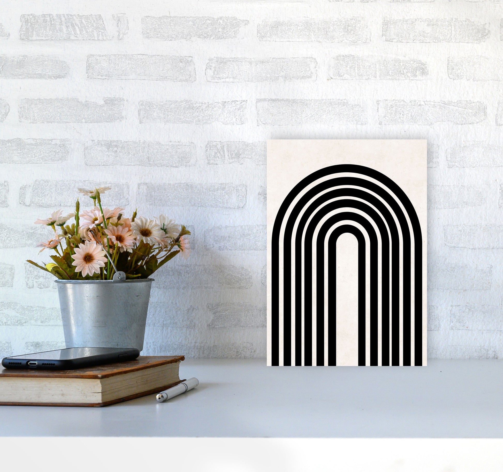 Black rainbow Art Print by Pixy Paper A4 Black Frame