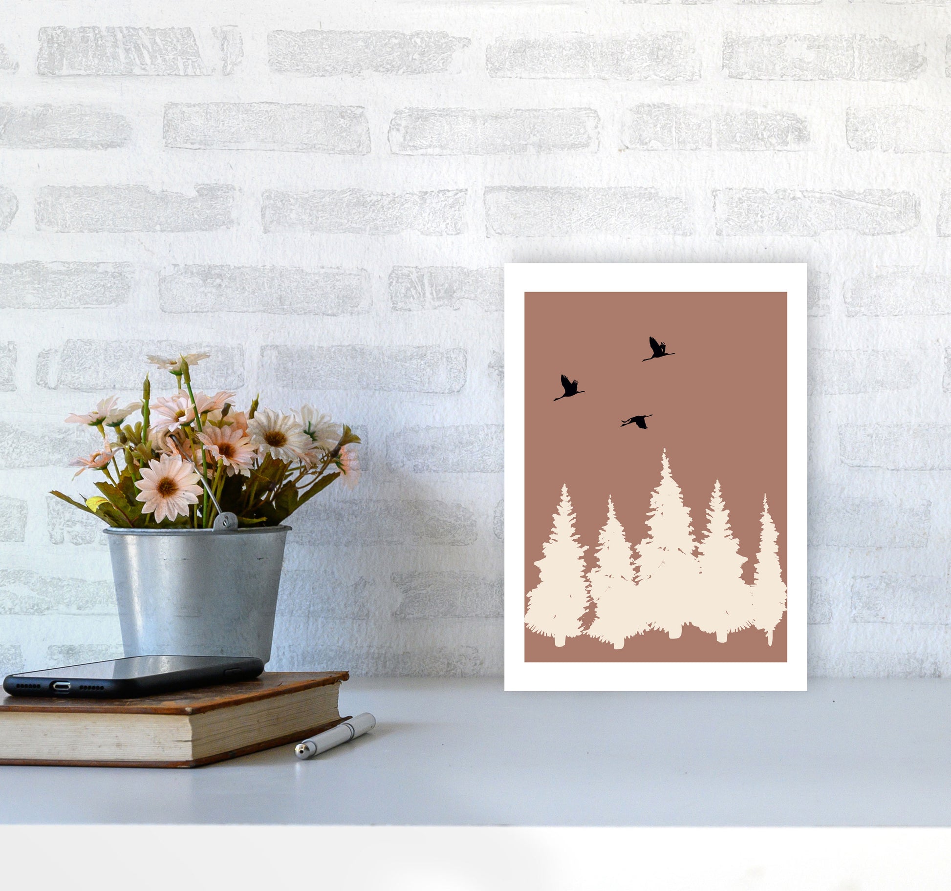 Autumn Rowan abstract Art Print by Pixy Paper A4 Black Frame