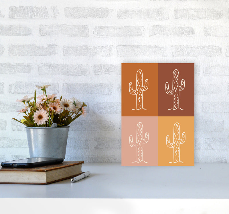 Autumn Cactus Mix abstract Art Print by Pixy Paper A4 Black Frame