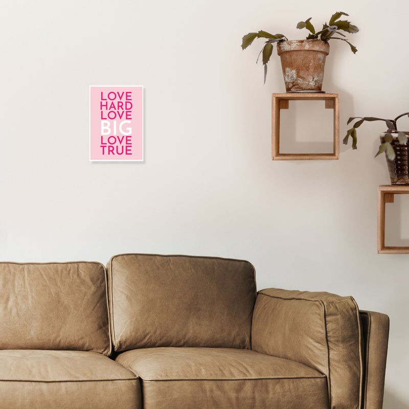 Love Hard Art Print by Pixy Paper A4 Black Frame