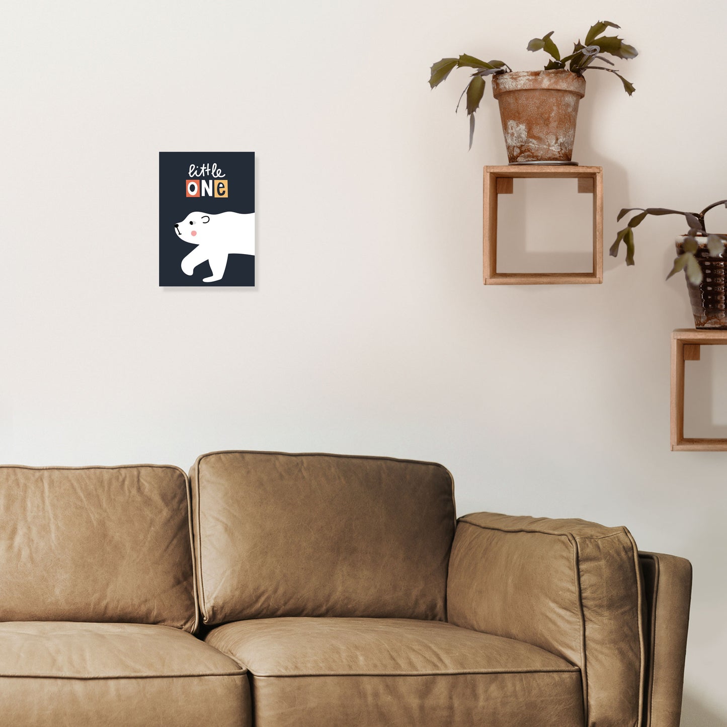 Little one polar bear Art Print by Pixy Paper A4 Black Frame