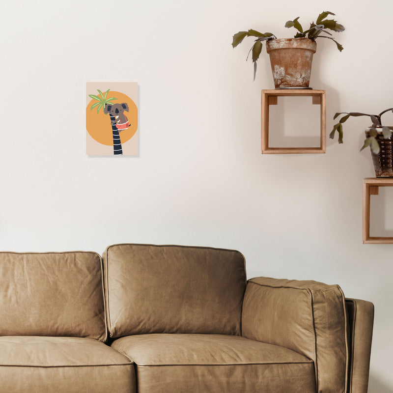Koala in tree Neutral kids Art Print by Pixy Paper A4 Black Frame