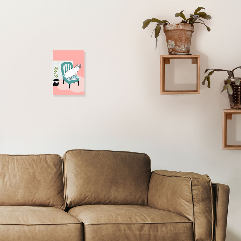 The Cat's Chair Art Print by Pixy Paper A4 Black Frame